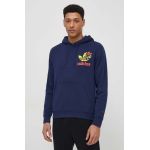 adidas Originals hanorac de bumbac bărbați, culoarea bleumarin, cu glugă, cu imprimeu  IM9682