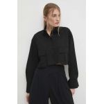 Answear Lab camasa din bumbac femei, culoarea negru, cu guler clasic, relaxed