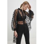 Answear Lab camasa femei, culoarea negru, cu guler clasic, relaxed