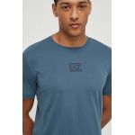EA7 Emporio Armani tricou din bumbac barbati, culoarea turcoaz, neted