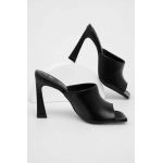 Answear Lab slapi de piele femei, culoarea negru, cu toc cui