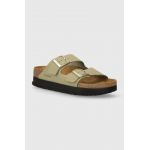 Birkenstock papuci din nubuc Arizona Platform Flex Birkenstock x Papillio culoarea verde, cu platforma, 1026971