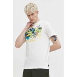 Superdry tricou din bumbac barbati, culoarea alb, cu imprimeu