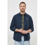 Aeronautica Militare camasa barbati, culoarea albastru marin, cu guler clasic, regular
