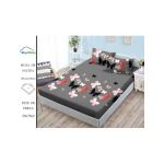 Husa Finet cu Elastic En-Gros, pentru Pat Dublu, 180 x 200 cm, 2 Fete de Perna, Gri Inchis
