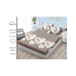 Husa Finet cu Elastic En-Gros, pentru Pat Dublu, 180 x 200 cm, 2 Fete de Perna, Maro Deschis