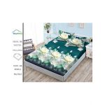 Husa Finet cu Elastic En-Gros, pentru Pat Dublu, 180 x 200 cm, 2 Fete de Perna, Verde Inchis