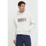 Abercrombie & Fitch bluza barbati, culoarea bej, cu glugă, cu imprimeu