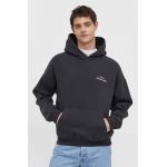 Abercrombie & Fitch bluza barbati, culoarea gri, cu glugă, cu imprimeu