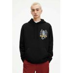 AllSaints hanorac de bumbac DRAGONSKULL barbati, culoarea negru, cu glugă, cu imprimeu