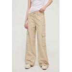 Levi's pantaloni BAGGY CARGO femei, culoarea bej, lat, high waist