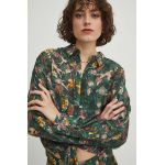 Medicine camasa femei, culoarea verde, cu guler clasic, regular
