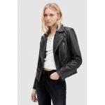 AllSaints geaca de piele CARGO femei, culoarea negru, de tranzitie