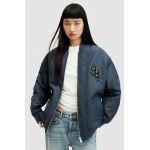 AllSaints geaca SCOUT femei, culoarea albastru marin, de tranzitie, oversize