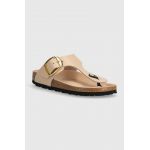 Birkenstock slapi de piele Gizeh femei, culoarea bej, cu toc plat, 1026572