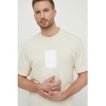 BOSS tricou din bumbac bărbați, culoarea bej, cu imprimeu 50512118