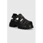 Tommy Jeans sandale de piele TJW FISHERMAN SANDAL femei, culoarea negru, EN0EN02542
