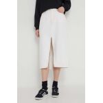 Abercrombie & Fitch fusta jeans culoarea bej, midi, drept