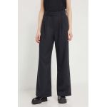 Abercrombie & Fitch pantaloni femei, culoarea negru, drept, high waist