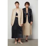 Answear Lab fusta de piele culoarea negru, midi, evazati