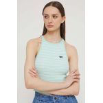 Superdry top din bumbac culoarea verde