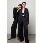 Answear Lab sacou culoarea negru, un singur rand de nasturi, neted