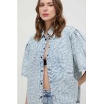 Karl Lagerfeld camasa jeans femei, cu guler clasic, regular