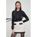 MICHAEL Michael Kors camasa femei, culoarea negru, cu un decolteu legat, regular