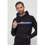 BOSS hanorac lounge din bumbac culoarea negru, cu glugă, imprimeu 50515139