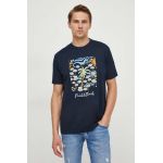 Paul&Shark tricou din bumbac barbati, culoarea albastru marin, cu imprimeu
