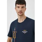 Aeronautica Militare tricou din bumbac barbati, culoarea albastru marin, cu imprimeu