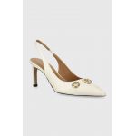 BOSS stilettos de piele Janet culoarea alb, 50516333