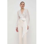 Elisabetta Franchi camasa de matase culoarea alb, regular
