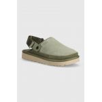 UGG papuci din piele intoarsa Goldencoast Clog culoarea verde, 1142172