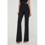 Elisabetta Franchi pantaloni femei, culoarea negru, evazati, high waist