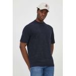 BOSS Orange tricou din bumbac bărbați, culoarea bleumarin, uni 50511084