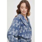 Barbour camasa jeans femei, cu guler clasic, regular