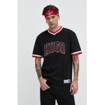 HUGO tricou din bumbac bărbați, culoarea negru, cu imprimeu 50510173