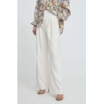 Mos Mosh pantaloni femei, culoarea bej, lat, high waist