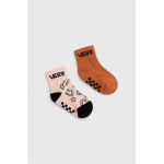 Vans sosete copii DROP V CLASSIC SOCK 2-pack culoarea maro