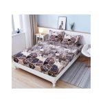 Husa Cocolino cu Elastic En-Gros, 3 Piese, pentru Pat Dublu, 180 x 200 cm, Maro