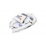 Set Baby Nest Somnart Cosulet bebelusi + Salteluta 42x84x2cm + Paturica 70x70cm, model Rachete