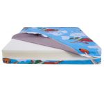 Saltea cu spumă poliuretanică Somnart Ortopedică 60x120, înălțime 10 cm, pentru bebeluși și copii, husă impermeabilă, fermitate medie, model aviator