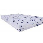 Saltea cu spumă poliuretanică Somnart Ortopedică 70x140, înălțime 10 cm, pentru bebeluși și copii, husă impermeabilă, fermitate medie, model stars