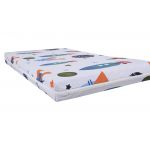 Saltea cu spumă poliuretanică Somnart Ortopedică 70x140, înălțime 10 cm, pentru bebeluși și copii, husă impermeabilă, fermitate medie, model rachete