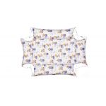 Set reductor bebe nest + paturica + pernuta pentru formarea capului bebelusului SomnArt, model ursuleti, Alb/Albastru