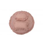 Set covoras impermeabil cu volan + 2 perne SomnArt, din in, Roz