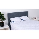 Pilota 200×220 cm microfibra striata alba matlasata model lacrimi, 200 g, de vara