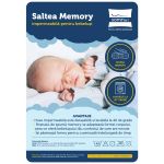 Saltea cu memorie Somnart Memory 60x120, înălțime 10 cm, pentru bebeluși și copii, husă impermeabilă, fermitate medie, model dinozauri