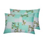 Set pilota primavara/vara si 2 perne Viseo Green Flowers SomnART, microfibra, 150 g/mp, 180x200 cm + 50x70 cm